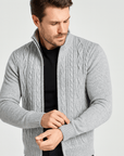 Soviska | Miękki kardigan z dzianiny kablowej z zamkiem błyskawicznym