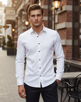 Soviska | Oddychająca koszula slim fit z długim rękawem
