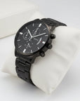 Soviska | Zegarek męski chronograf w czarnej stali