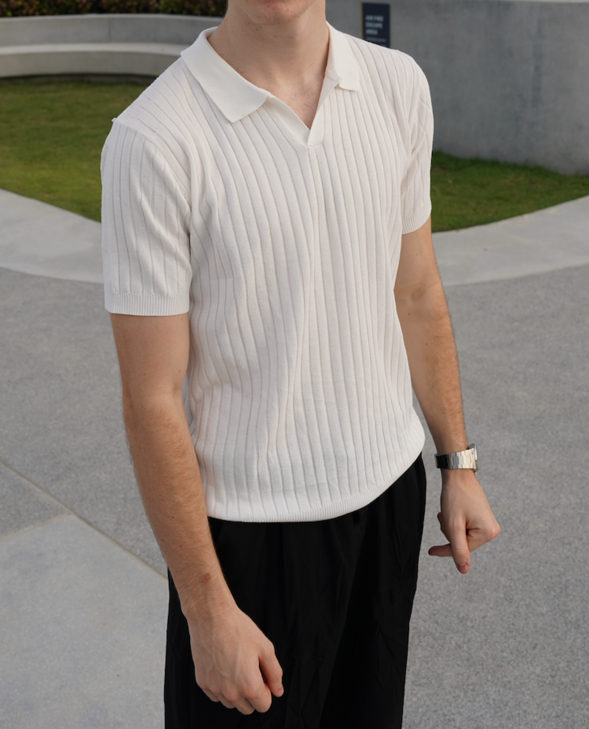 Koszulka polo prążkowana slim fit