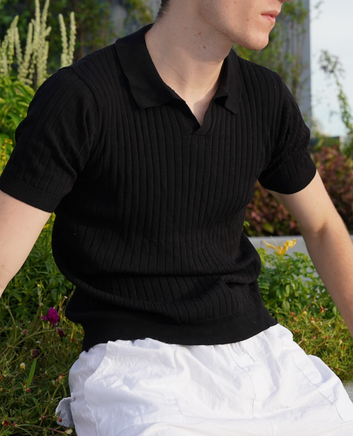 Koszulka polo prążkowana slim fit