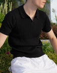 Koszulka polo prążkowana slim fit