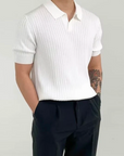 Koszulka polo prążkowana slim fit