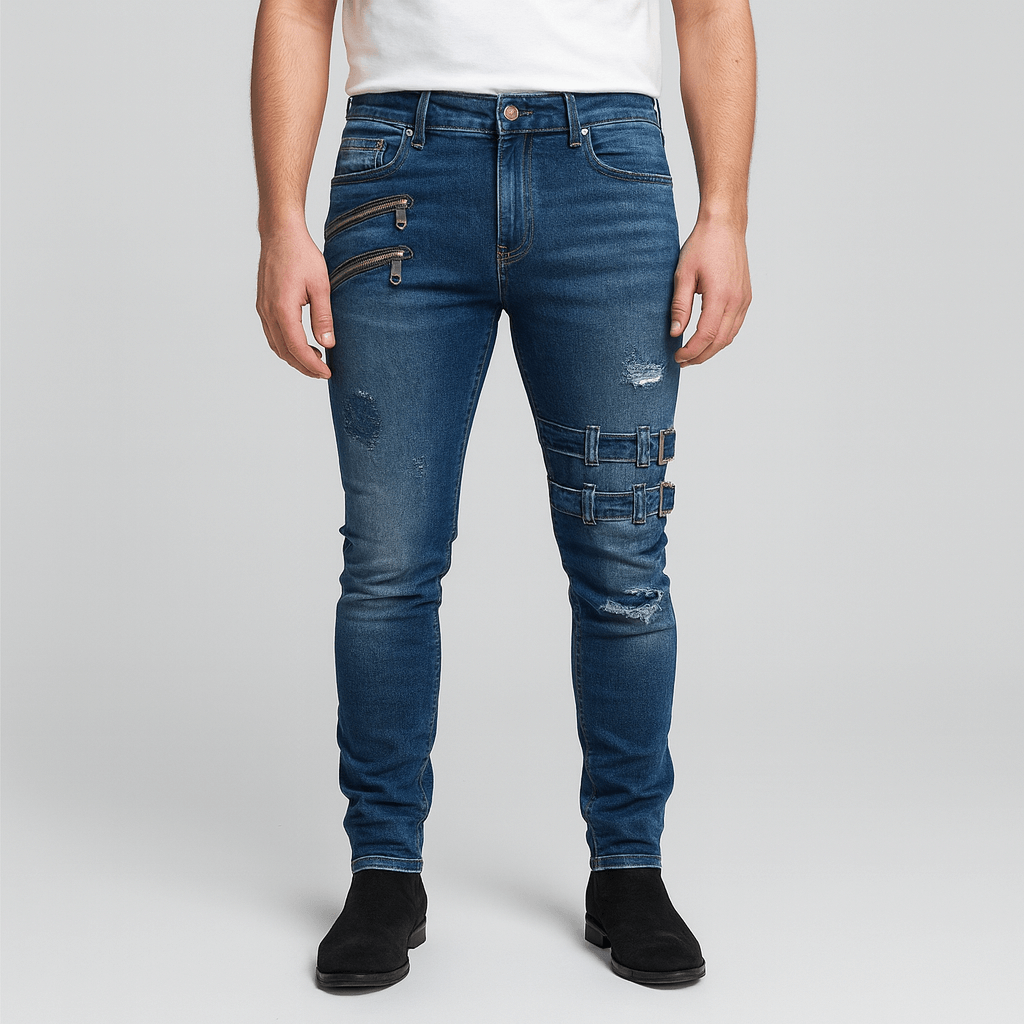 Soviska | Chude spodnie motocyklowe z akcentami klamry