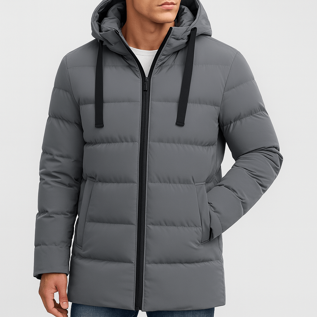 Soviska | Długa kurtka puchowa z regulowanym kapturem