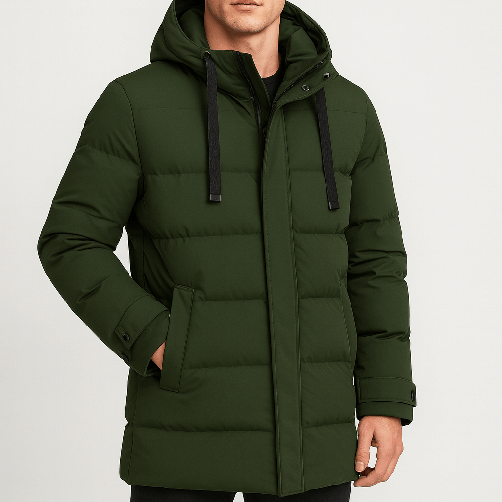 Soviska | Długa kurtka puchowa z regulowanym kapturem