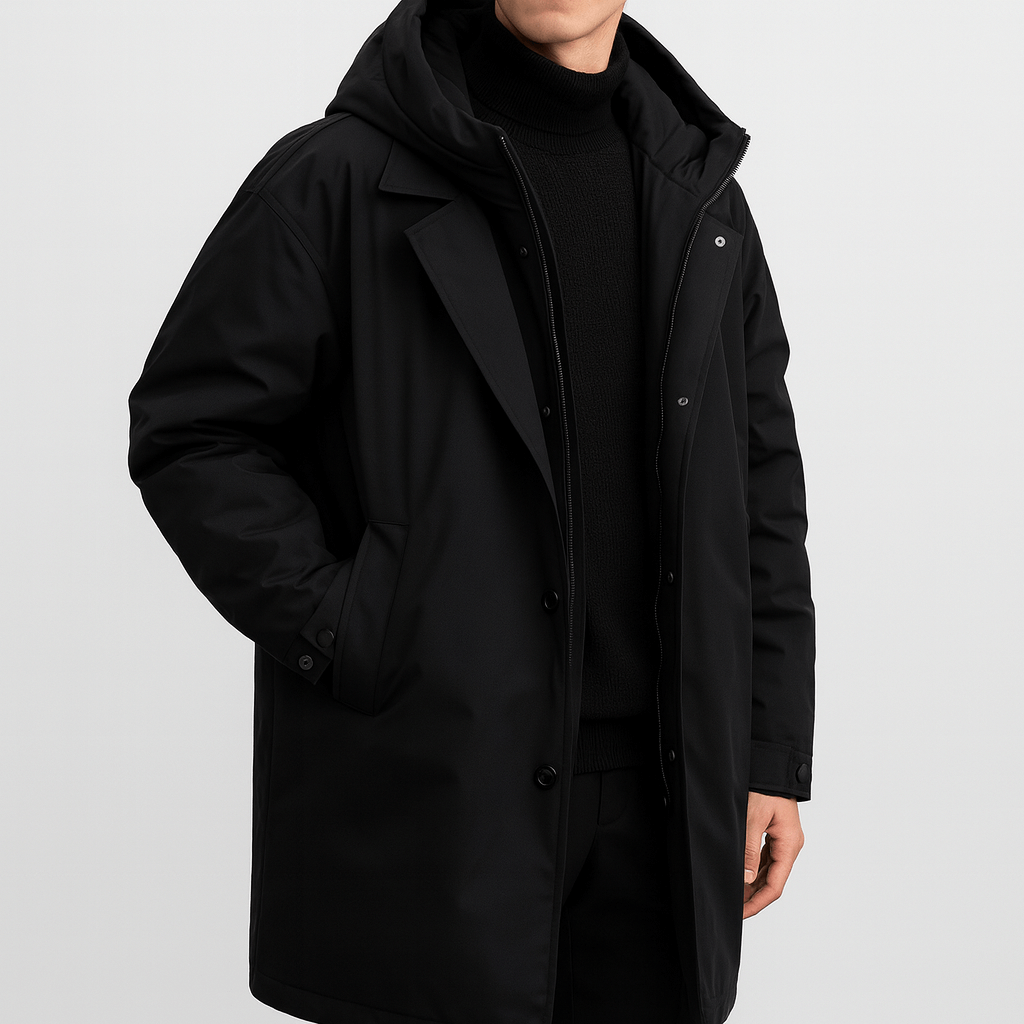 Soviska | Długi puchowy płaszcz zimowy z kapturem