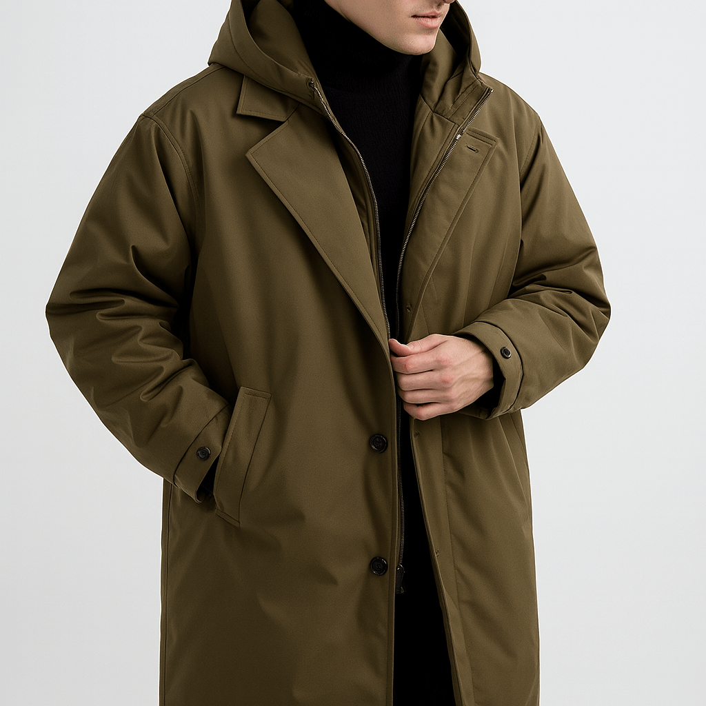 Soviska | Długi puchowy płaszcz zimowy z kapturem