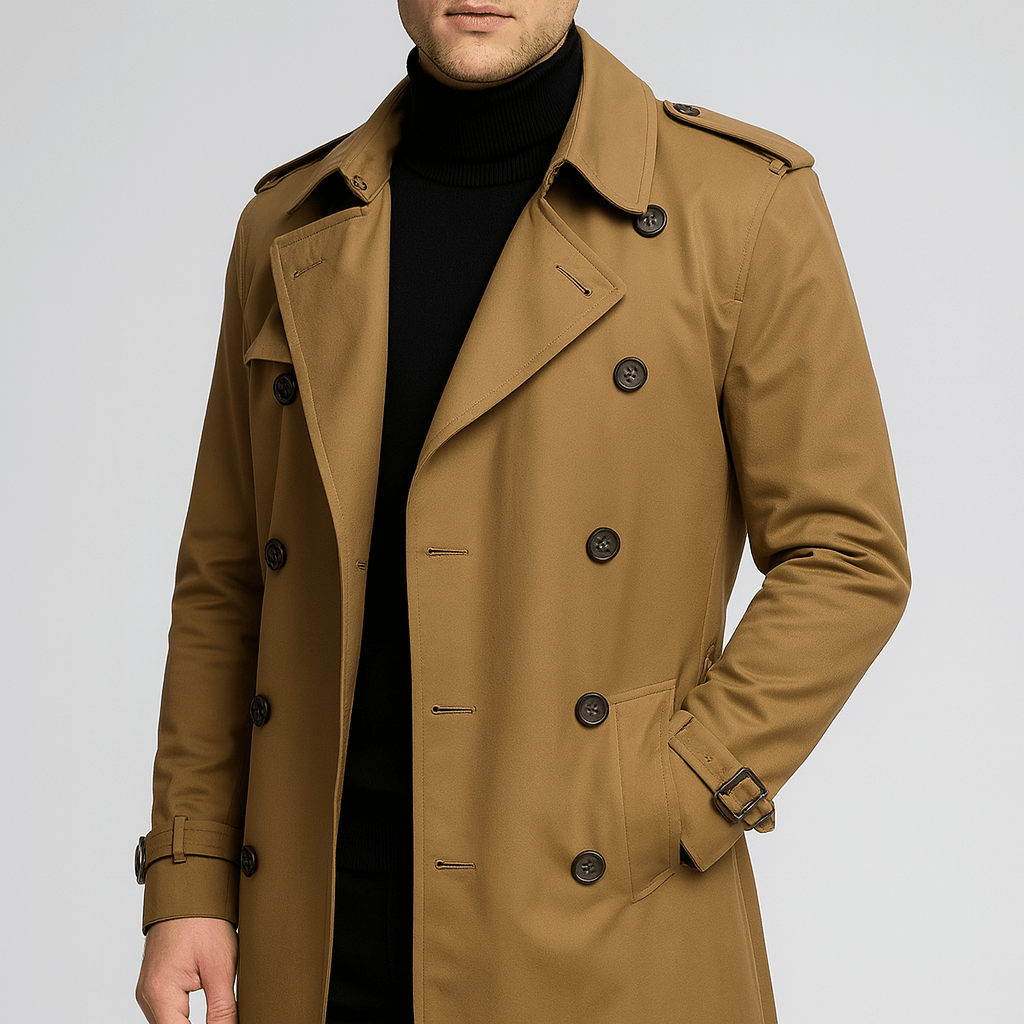 Soviska | Dopasowany bawełnowy trencz z dwurzędowym zapięciem