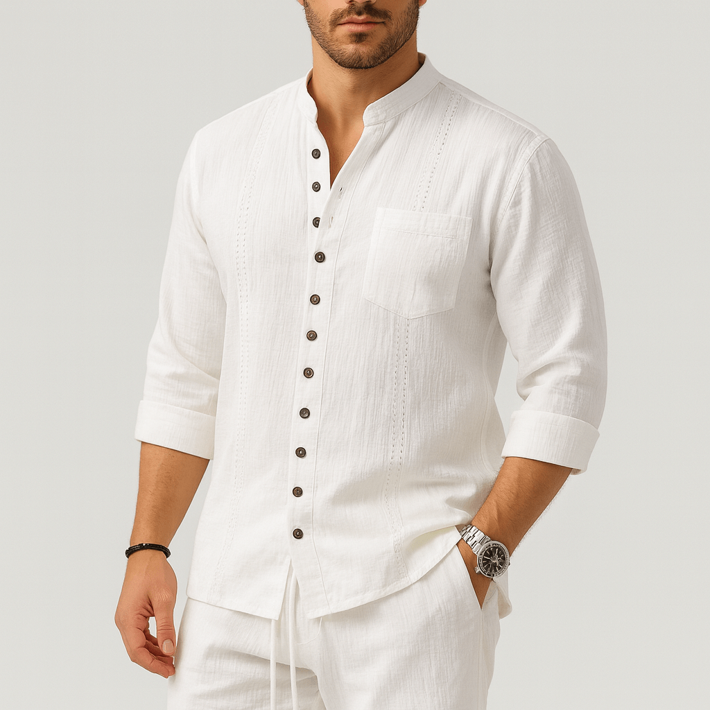 Soviska | Dopasowany komplet lniany z koszulką polo