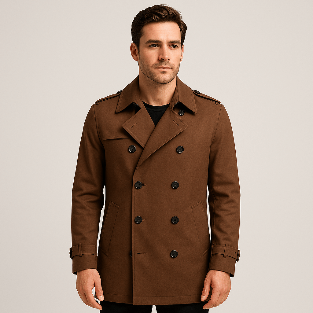 Soviska | Dwurzędowy trencz z klapą sztormową