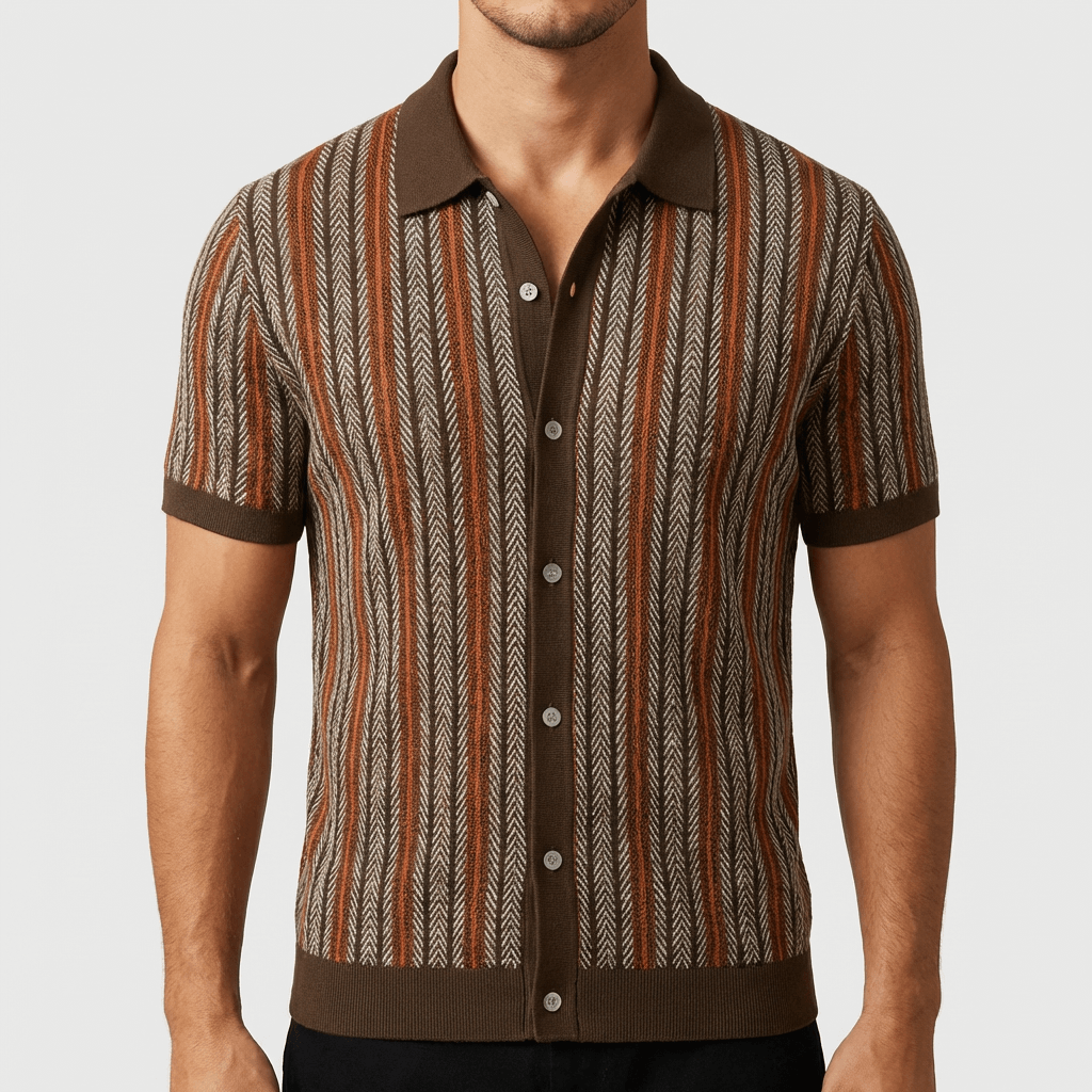 Soviska | Dzianinowa koszulka polo w jodełkę