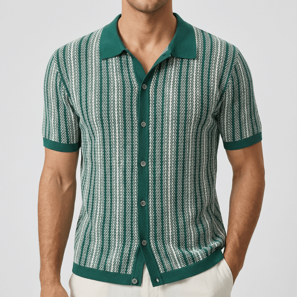 Soviska | Dzianinowa koszulka polo w jodełkę