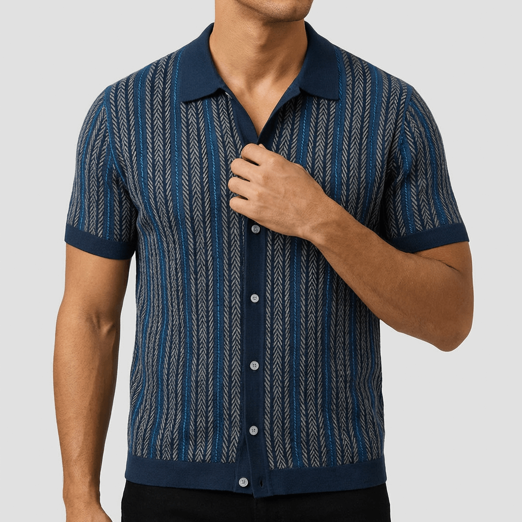 Soviska | Dzianinowa koszulka polo w jodełkę