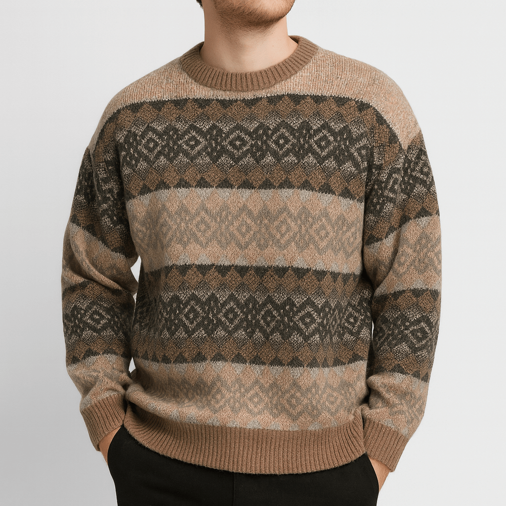 Soviska | Etniczny wzór sweter z okrągłym dekoltem