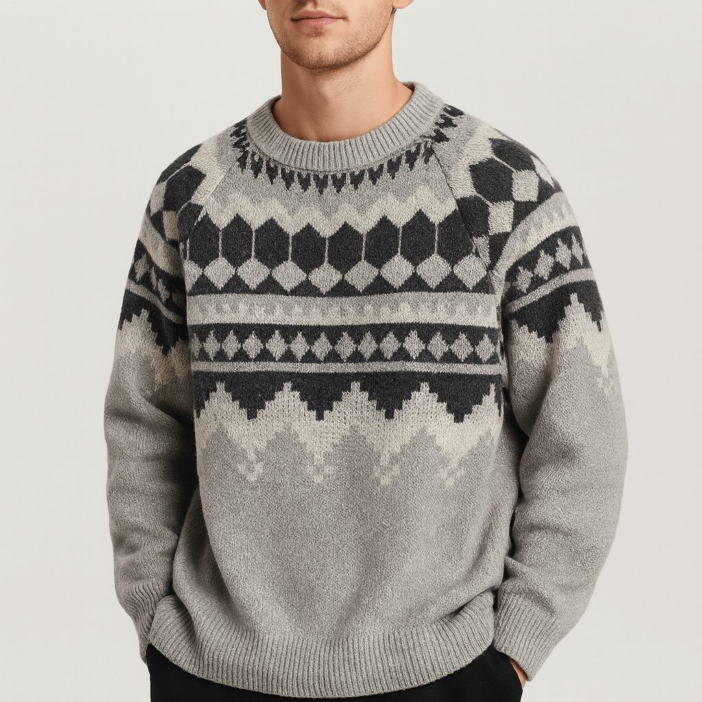 Soviska | Geometryczny wzór sweter z luźnym krojem