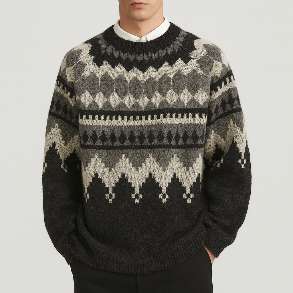 Soviska | Geometryczny wzór sweter z luźnym krojem