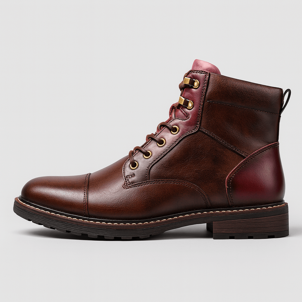 Soviska | Gładkie skórzane botki z sznurowaną konstrukcją