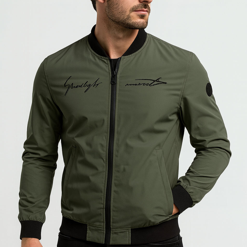 Soviska | Haftowana kurtka bomberka z gładkiego poliestru