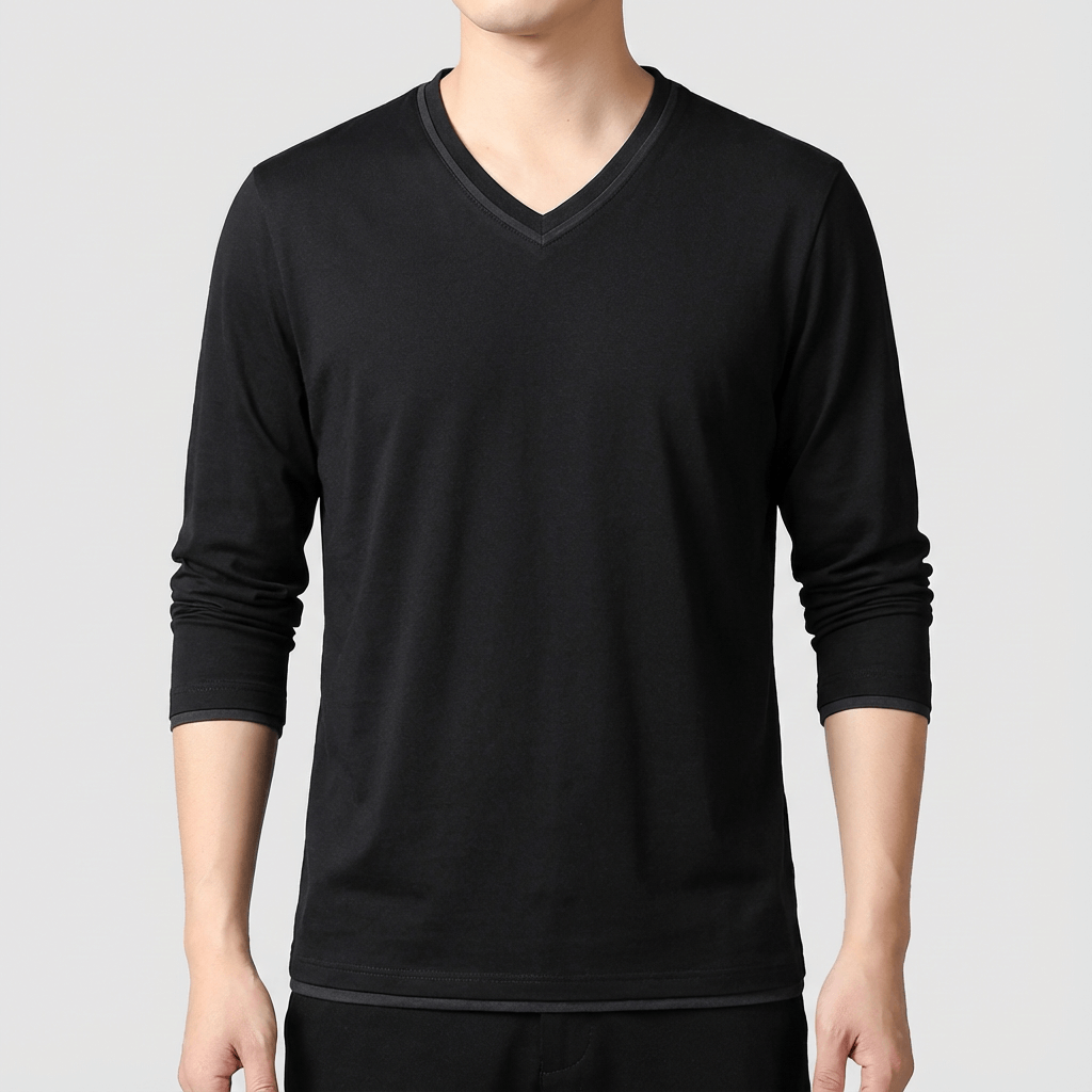 Soviska | Klasyczna bluzka męska z dekoltem w serek i długim rękawem