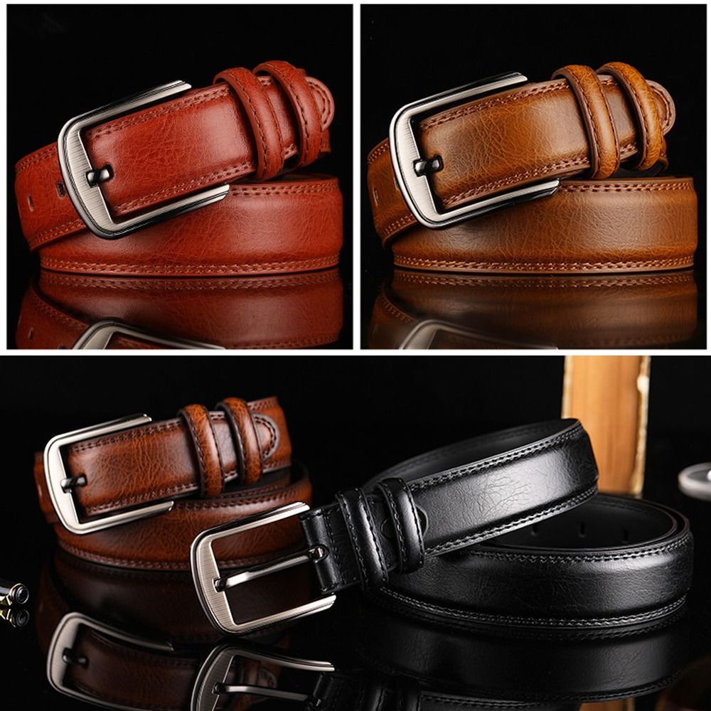 Soviska | Klasyczny skórzany pasek z klamrą ze stopu