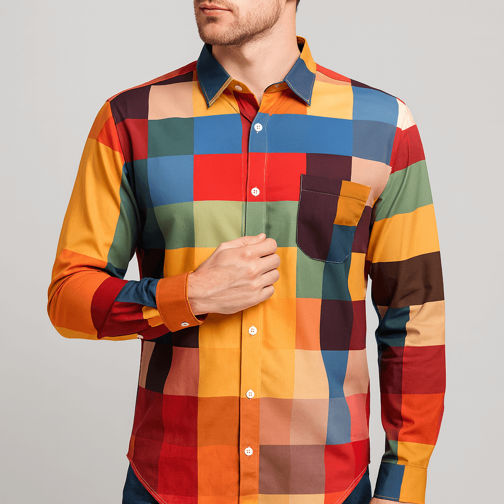 Soviska | Kolorowa koszula lniana w kratkę