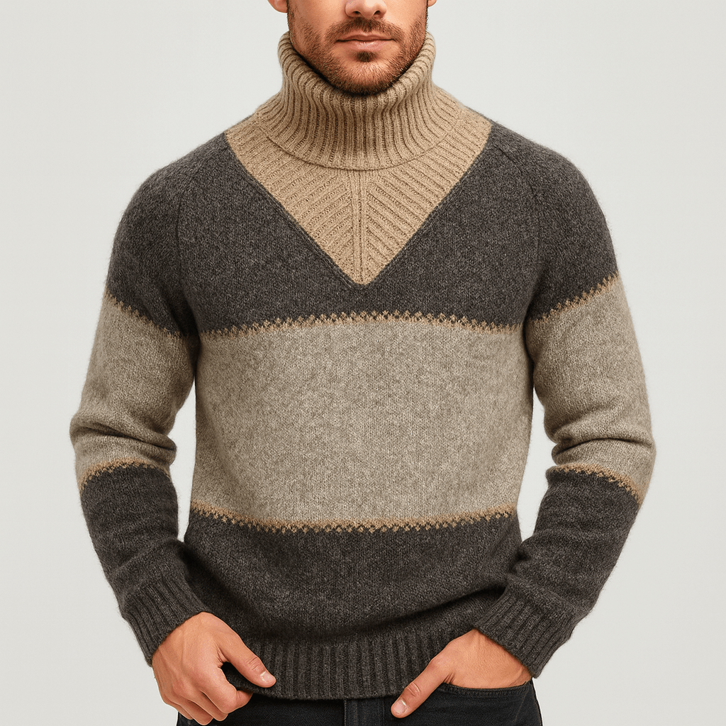 Soviska | Kolorowy dzianinowy sweter z golfem