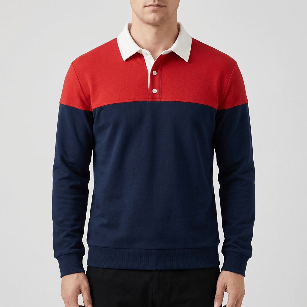 Soviska | Koszulka polo z długimi rękawami i kontrastowym kołnierzem