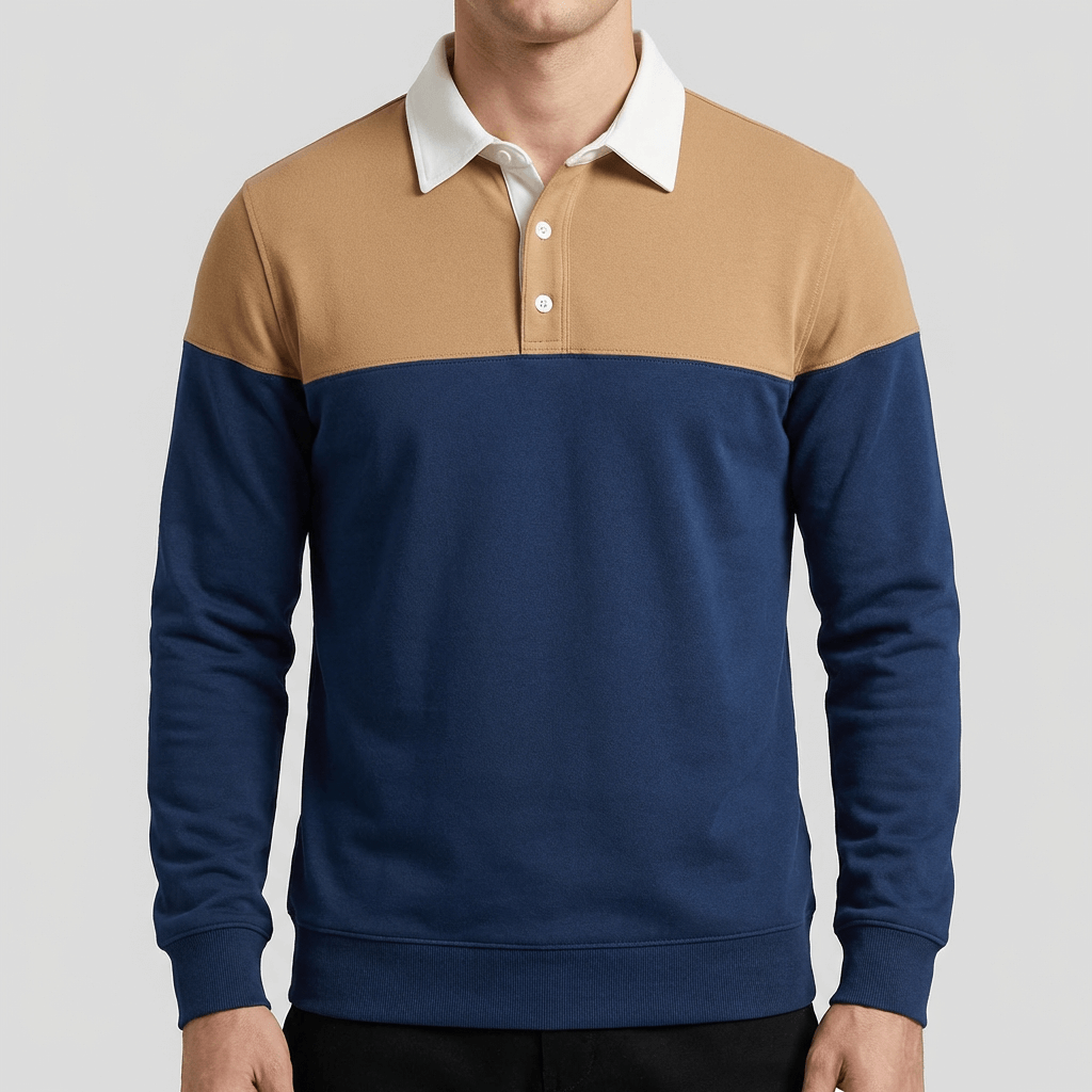 Soviska | Koszulka polo z długimi rękawami i kontrastowym kołnierzem