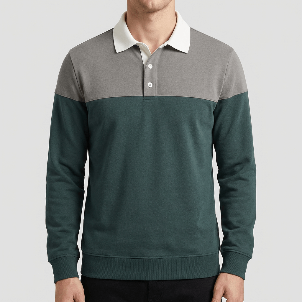 Soviska | Koszulka polo z długimi rękawami i kontrastowym kołnierzem