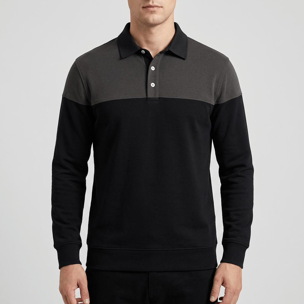 Soviska | Koszulka polo z długimi rękawami i kontrastowym kołnierzem
