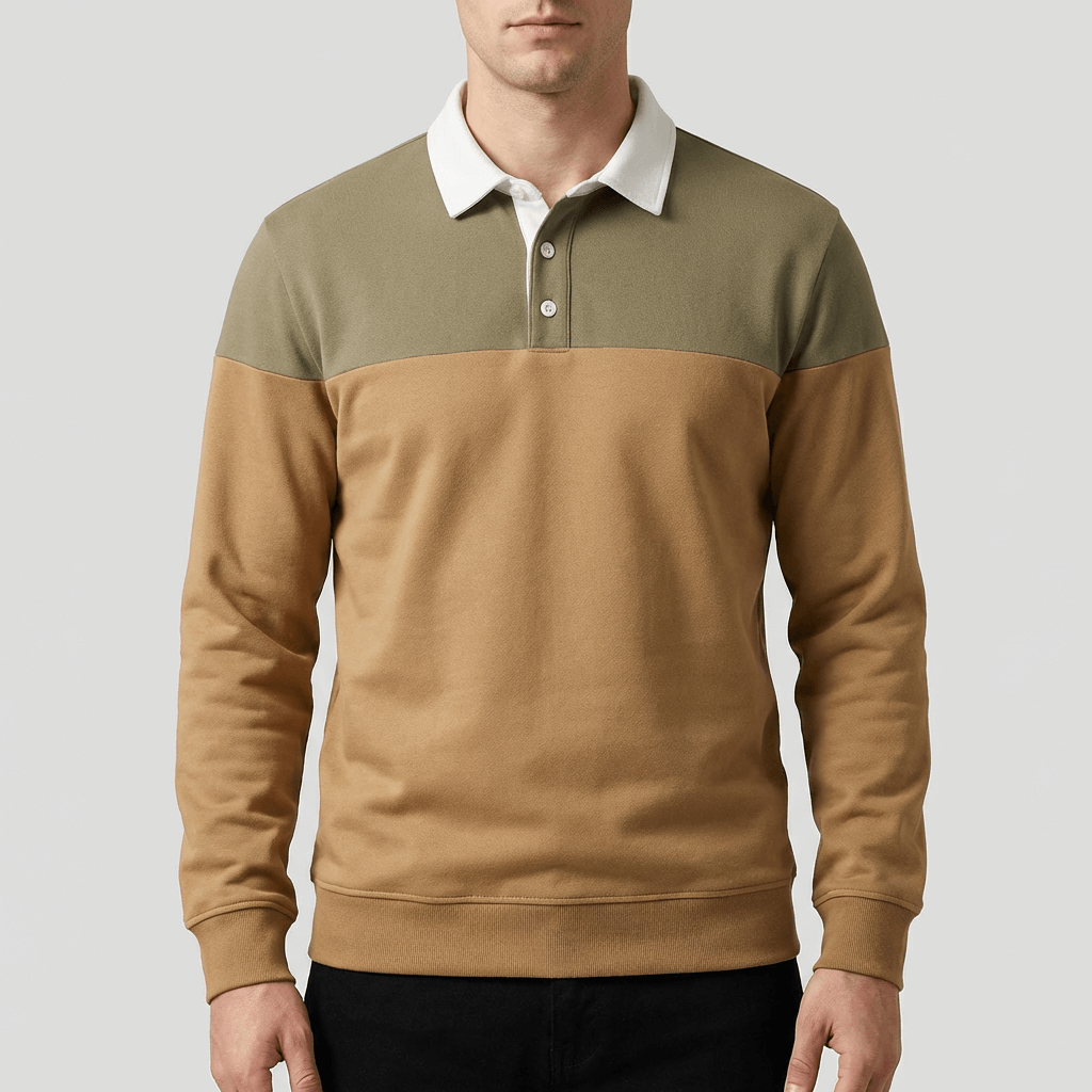 Soviska | Koszulka polo z długimi rękawami i kontrastowym kołnierzem