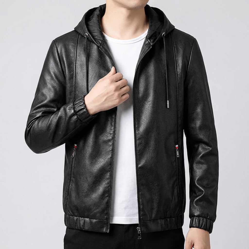 Soviska | Kurtka skórzana z kapturem