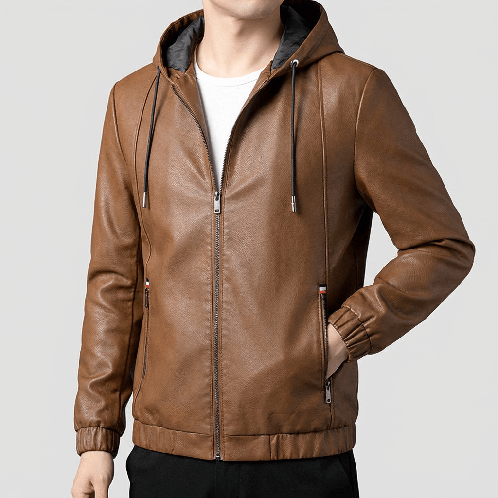 Soviska | Kurtka skórzana z kapturem