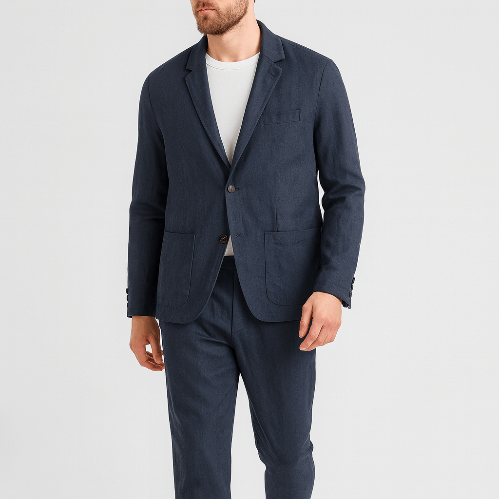 Soviska | Lniany komplet z marynarką i spodniami