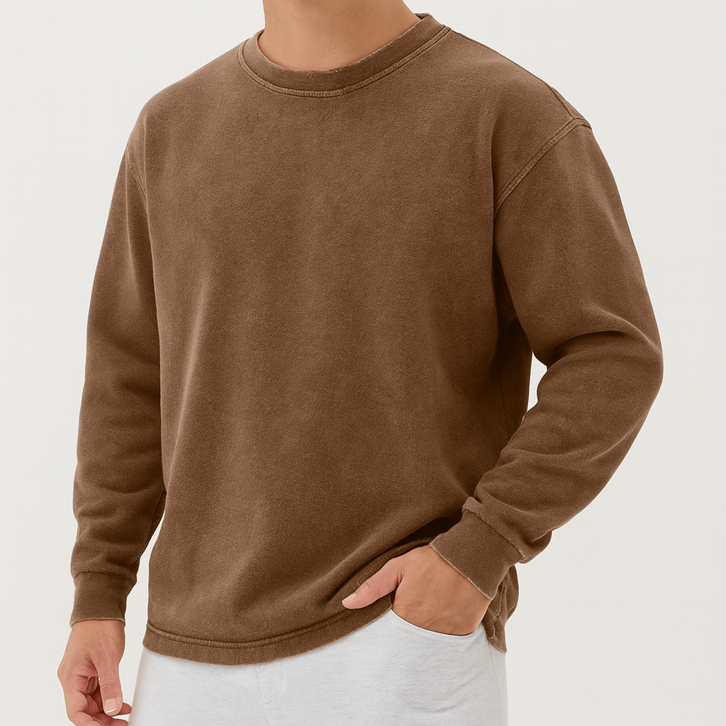 Soviska | Luźna bawełniana bluza z okrągłym dekoltem i prążkowanymi mankietami