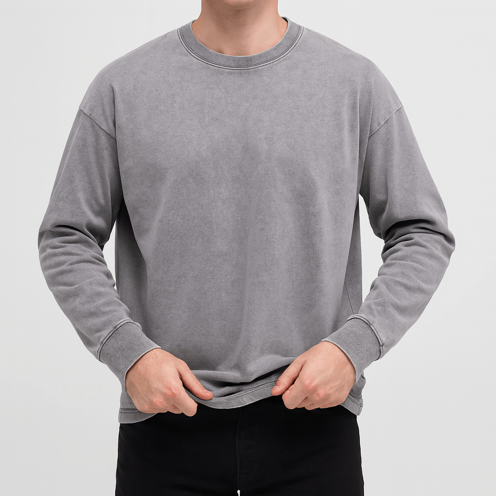 Soviska | Luźna bawełniana bluza z okrągłym dekoltem i prążkowanymi mankietami