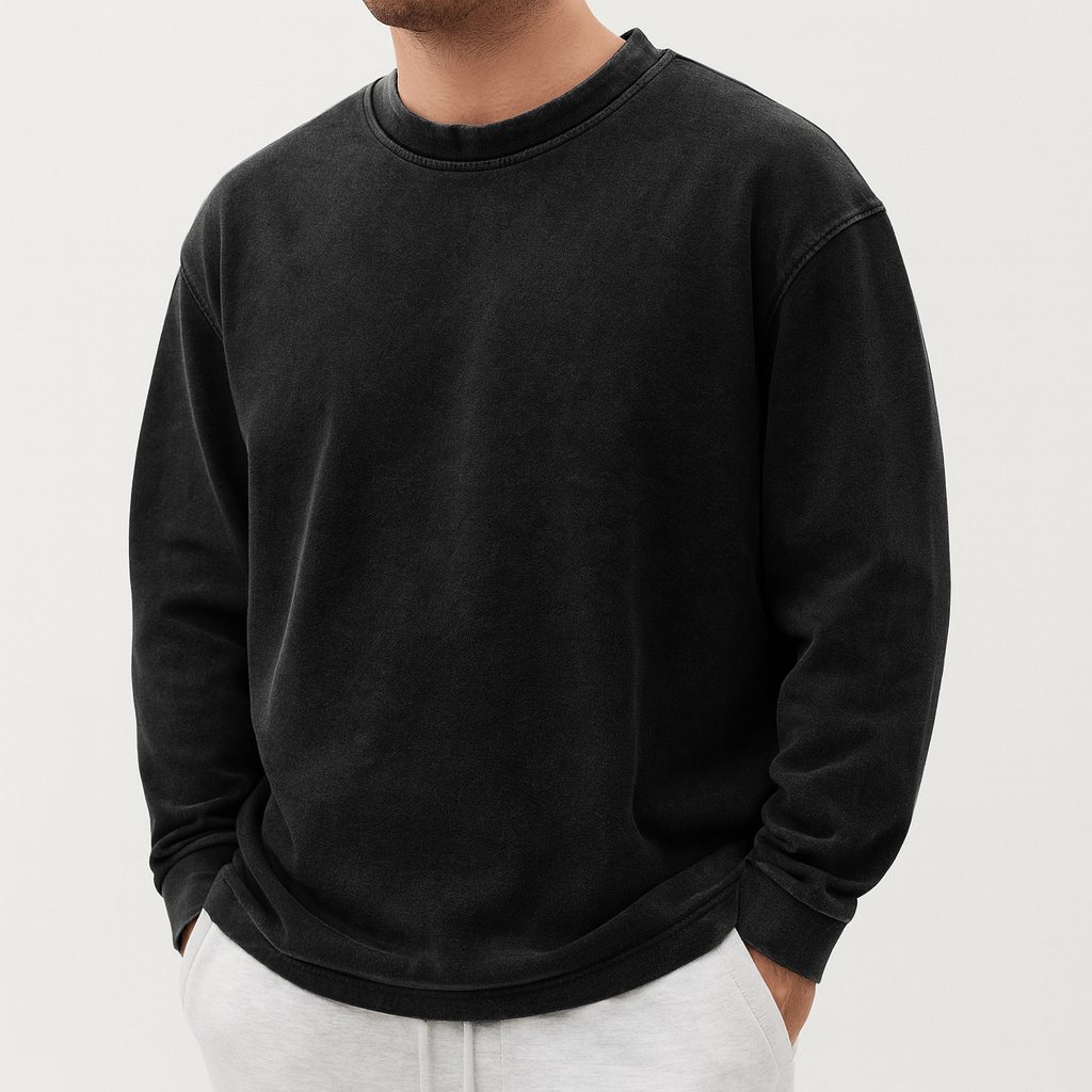 Soviska | Luźna bawełniana bluza z okrągłym dekoltem i prążkowanymi mankietami