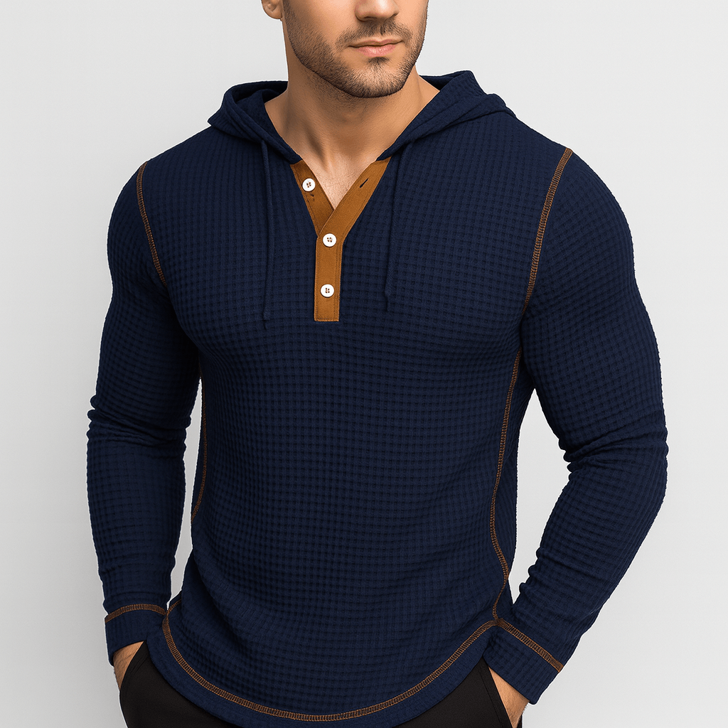 Soviska | Luźna bluza z kapturem z tkaniny waflowej