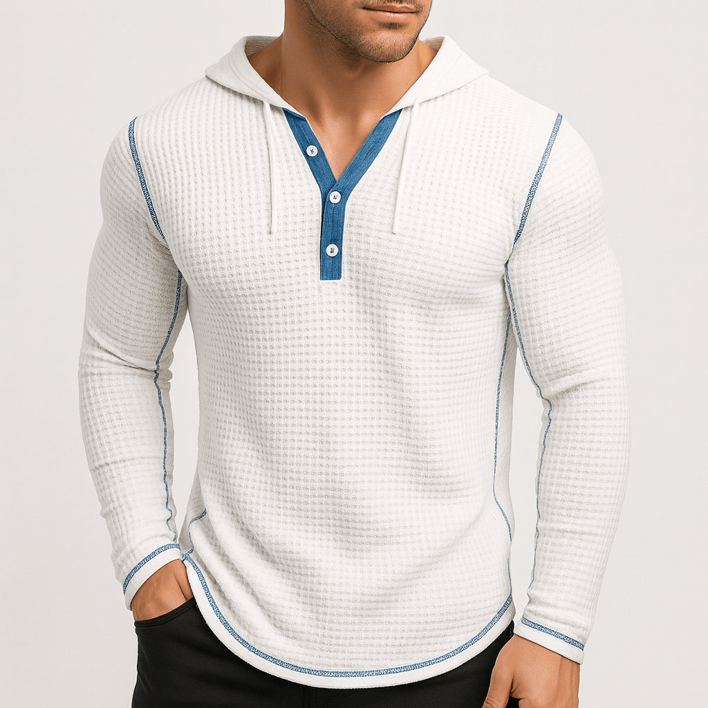 Soviska | Luźna bluza z kapturem z tkaniny waflowej