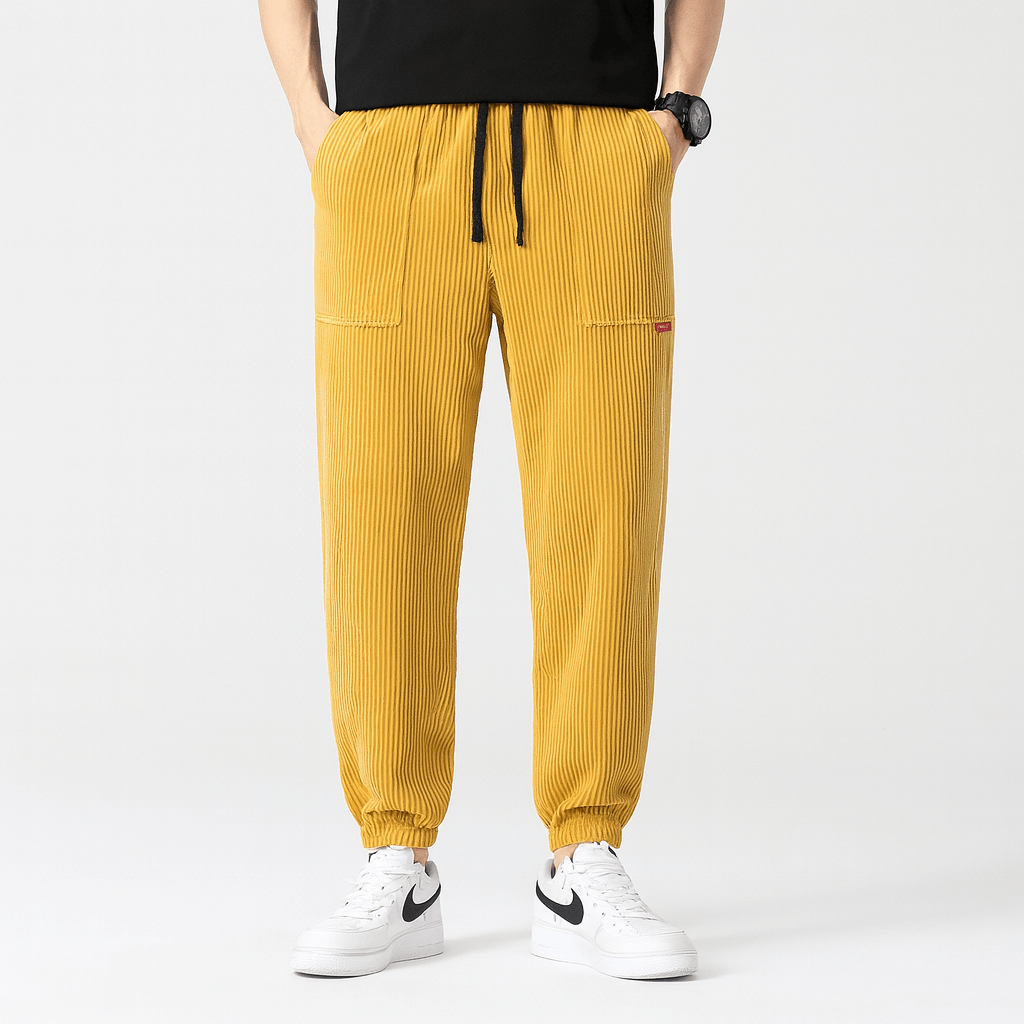 Soviska | Luźne sztruksowe spodnie dresowe z regulowanym pasem