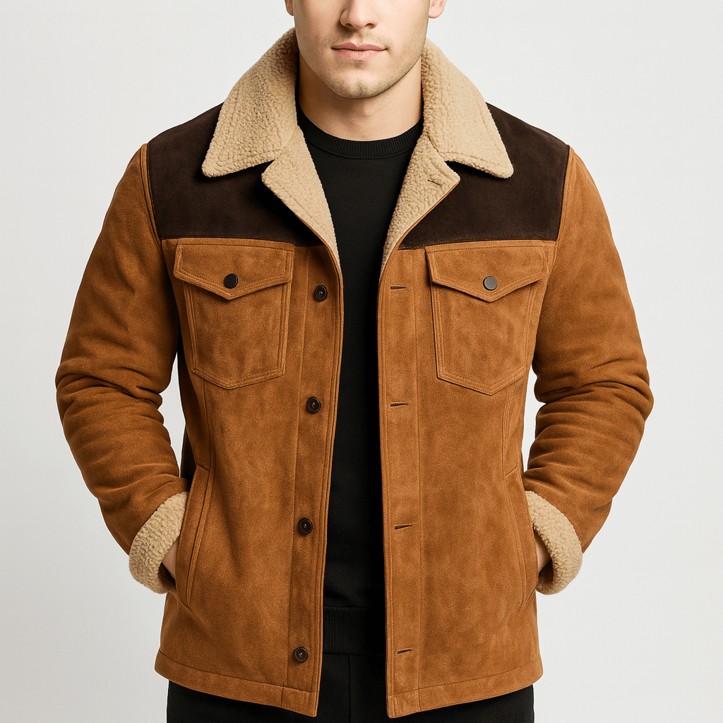 Soviska | Luźny trencz z pluszowym kołnierzem