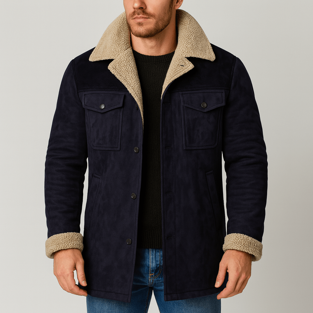 Soviska | Luźny trencz z pluszowym kołnierzem