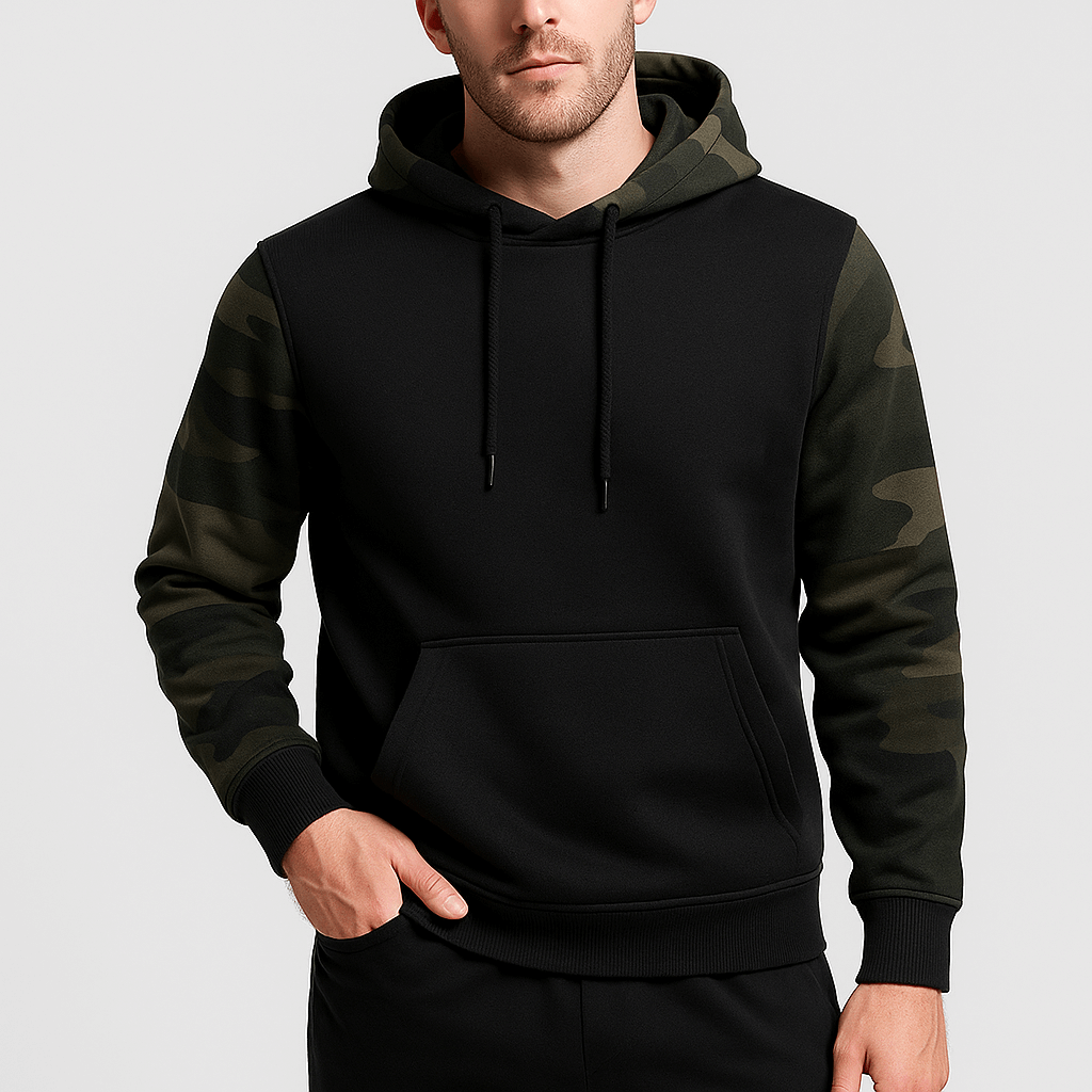 Soviska | Miękka ocieplana bluza z kapturem w kamuflażu