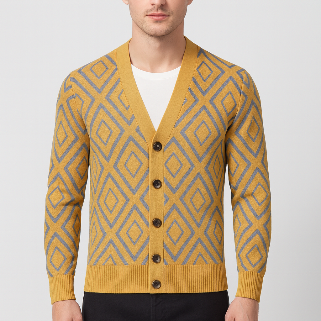 Soviska | Miękki Kardigan z Wełnianej Mieszanki z Wzorem Żakardowym
