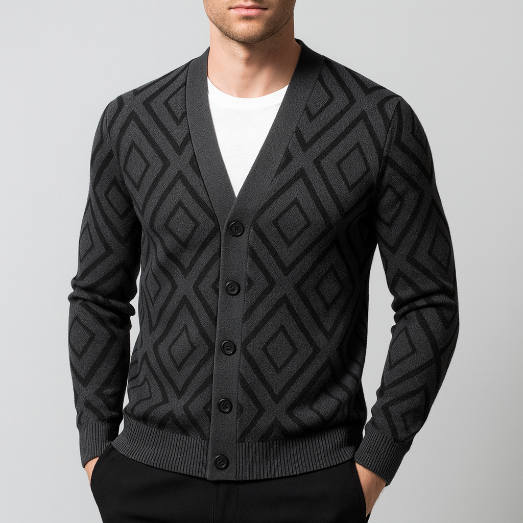 Soviska | Miękki Kardigan z Wełnianej Mieszanki z Wzorem Żakardowym