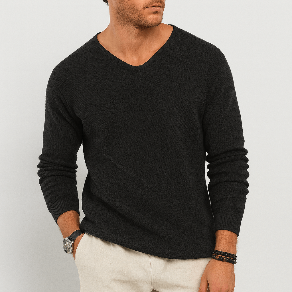 Soviska | Miękki dzianinowy sweter z prążkowanym kołnierzem