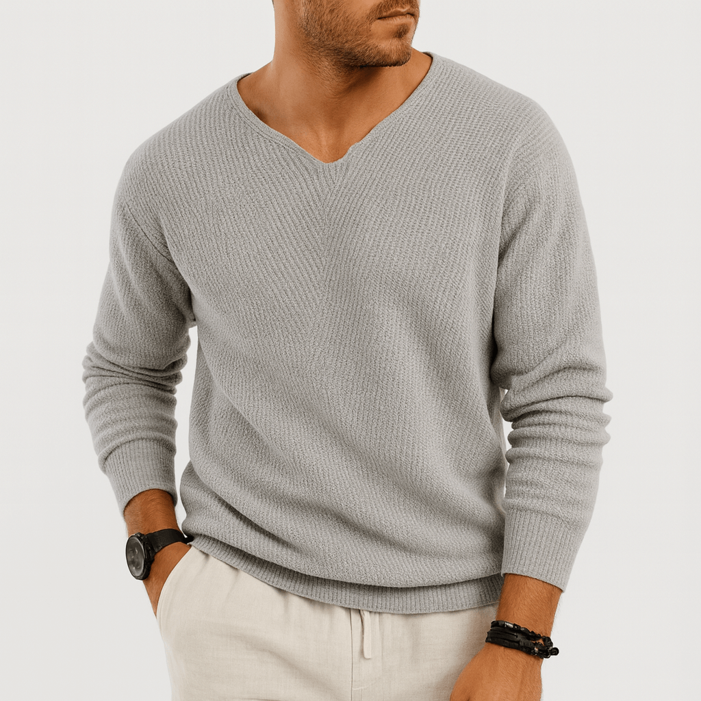 Soviska | Miękki dzianinowy sweter z prążkowanym kołnierzem