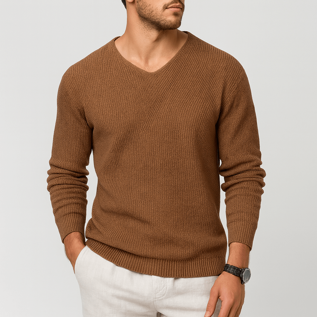 Soviska | Miękki dzianinowy sweter z prążkowanym kołnierzem