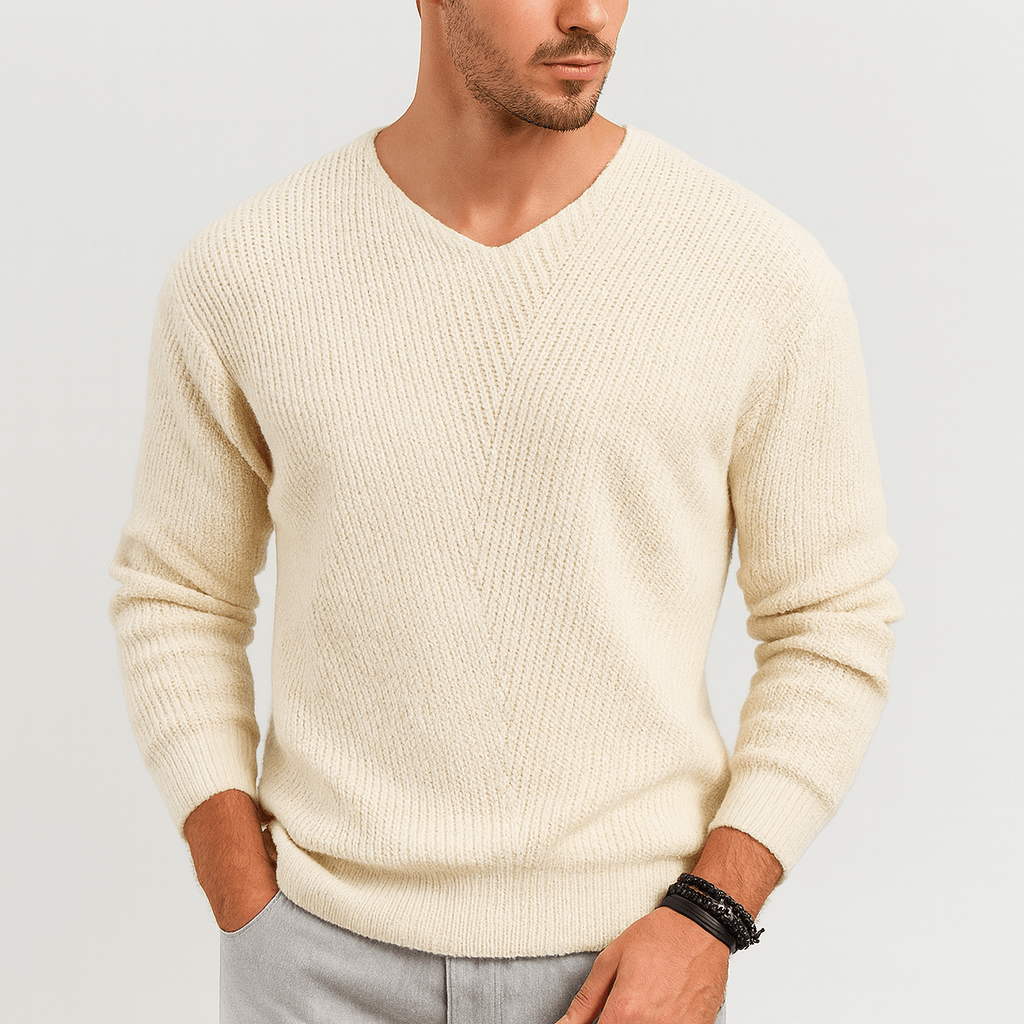 Soviska | Miękki dzianinowy sweter z prążkowanym kołnierzem